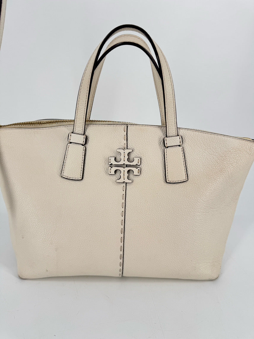 TORY BURCH Cream Leather Purse