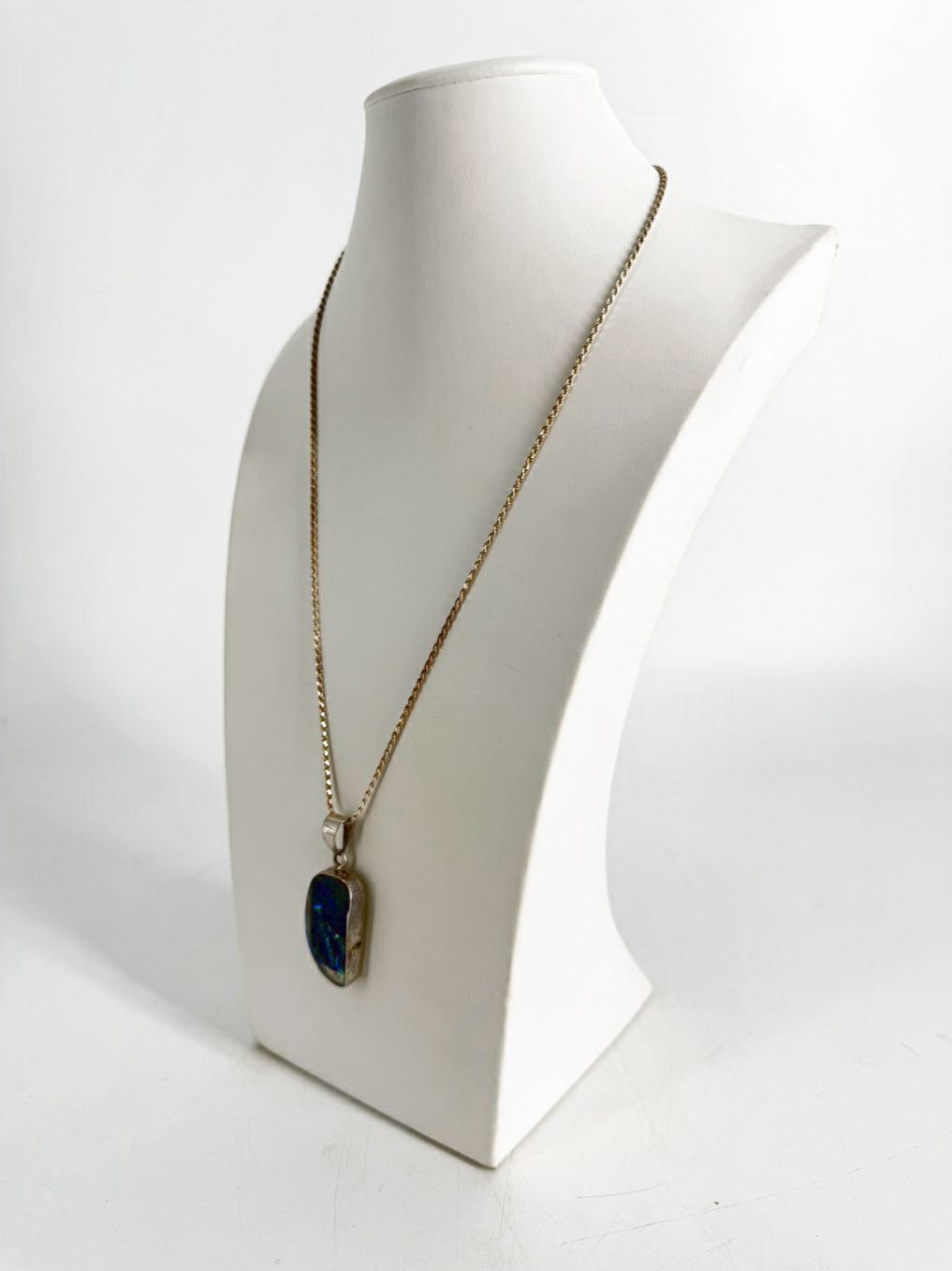 STERLING SILVER Blue Opal Abstract Necklace