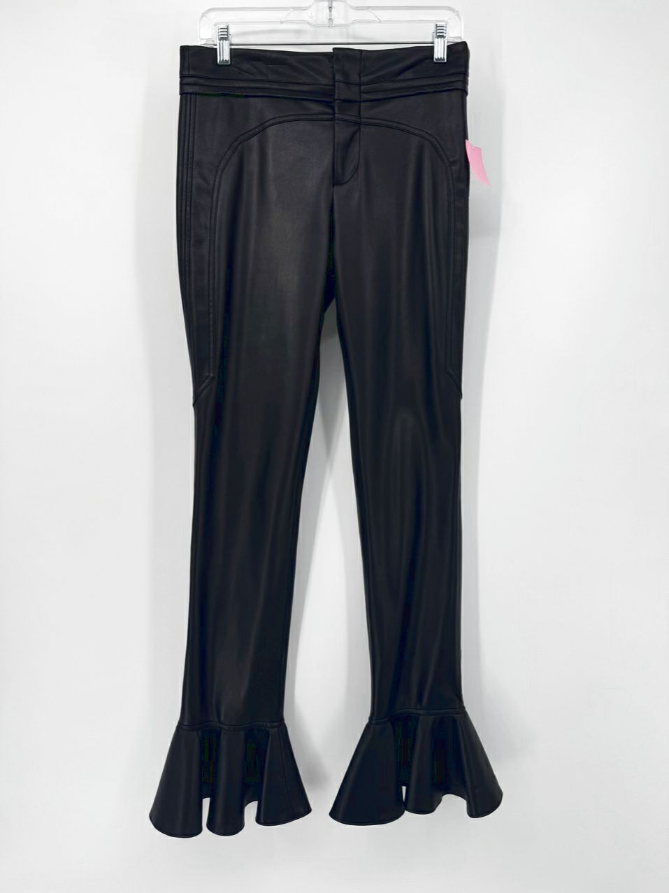 ALEXIS Size S Black Faux Leather Ruffle Pants