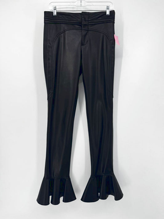ALEXIS Size S Black Faux Leather Ruffle Pants