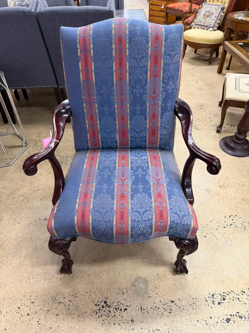Pink & Blue Queen Ann Striped Chair