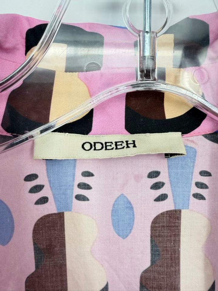 ODEEH Wmn's Size 38 Pink Belted Print Maxi-Dress