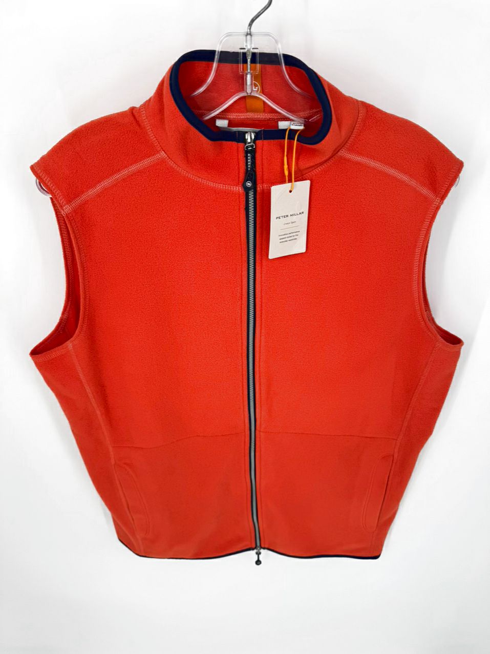 PETER MILLAR Size M Orange Fleece Vest NWT