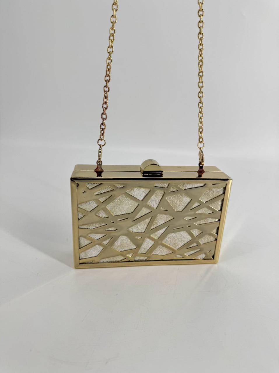 SONDRA ROBERTS Metal Gold Tone Abstract Evening Bag