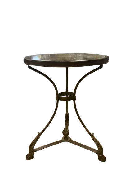 Brown Metal Occasional Table w/ Embossed Design on Table Top