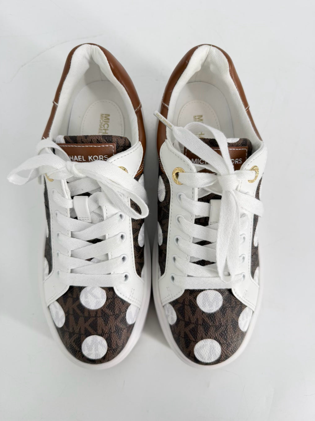MICHAEL MICHAEL KORS Size 7 Brown & White Monogram Casual Shoes NWT