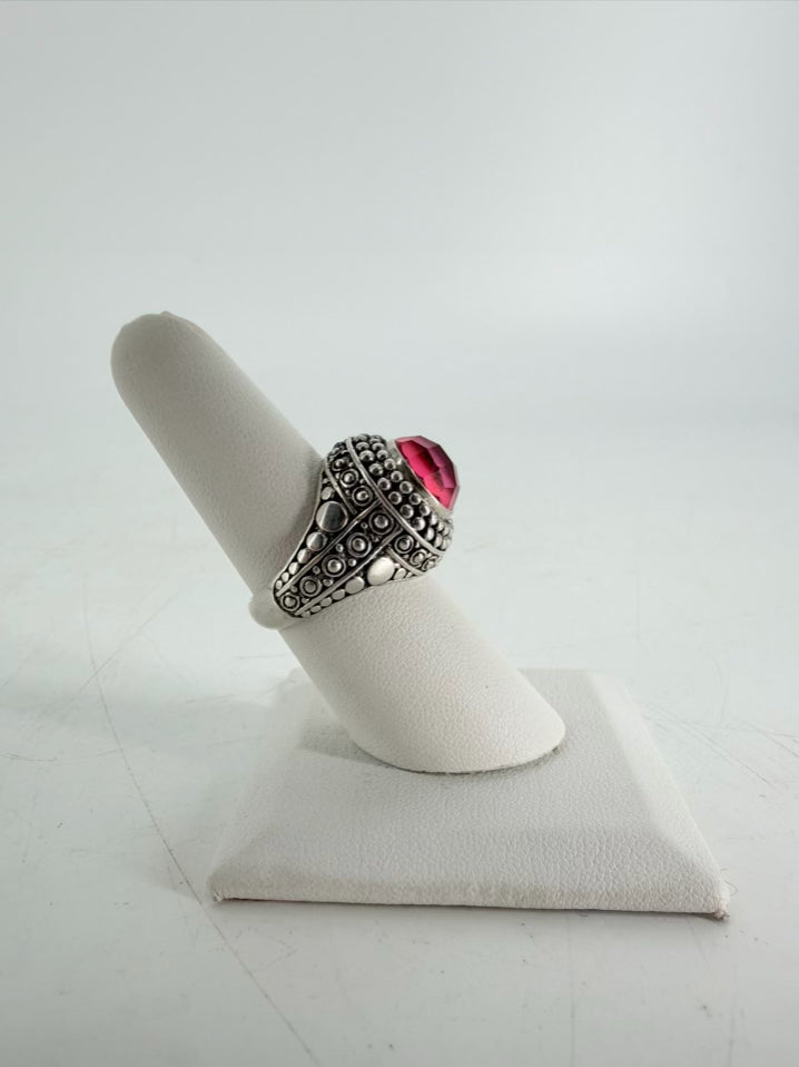 ROBERT MANSE STERLING SILVER Pink Stone Look Round Ring