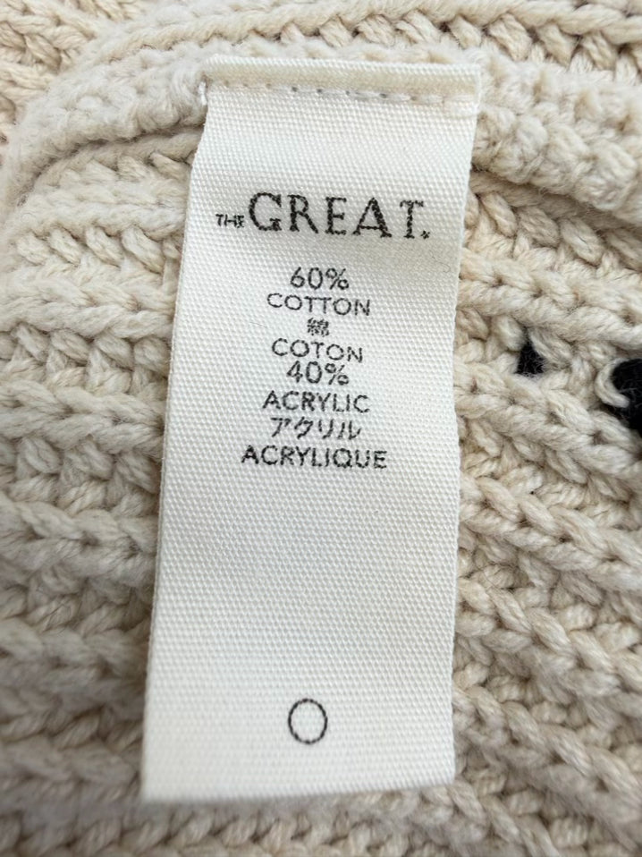 THE GREAT Horse Lodge Wmn's Size M Beige Knit Shawl Collar Cardigan