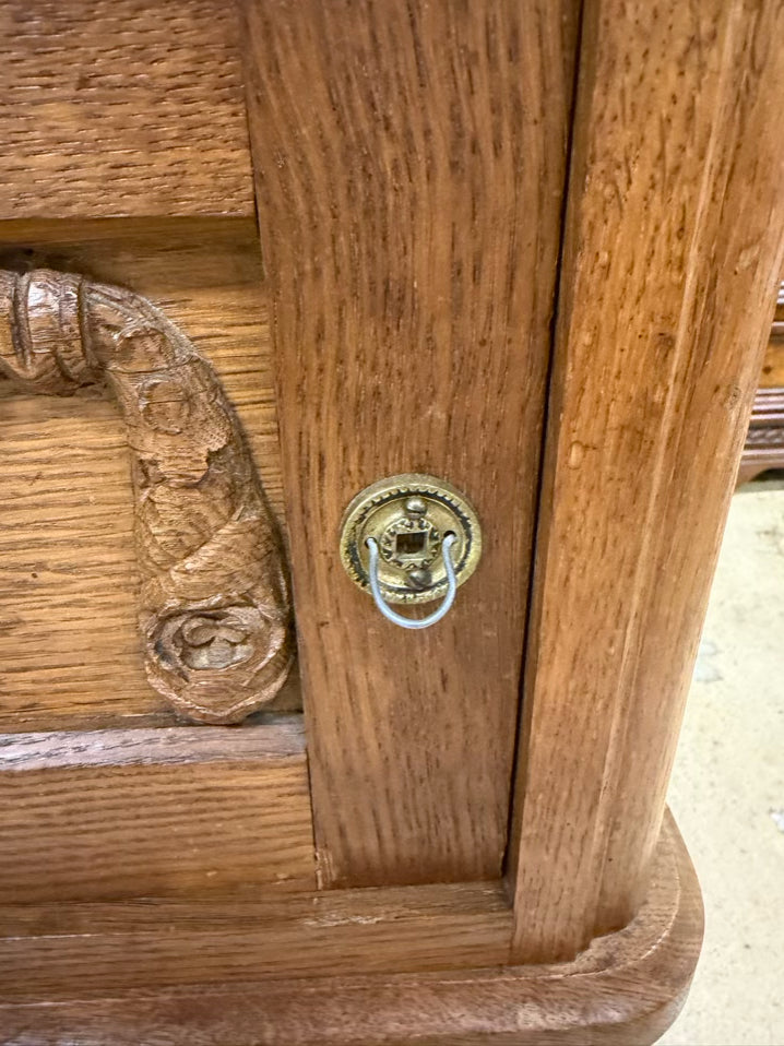 Light Oak Pair of End Tables w/ Stone Top