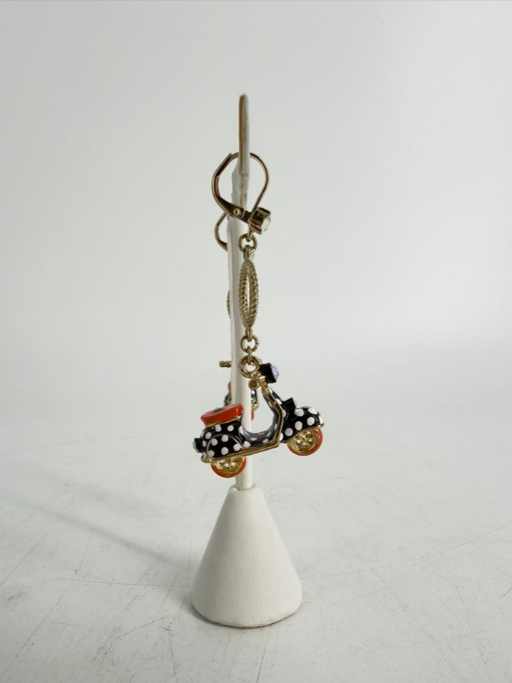 BETSY JOHNSON Black & Gold Mod Collection Polka Dot Moped Necklace & Earring Set