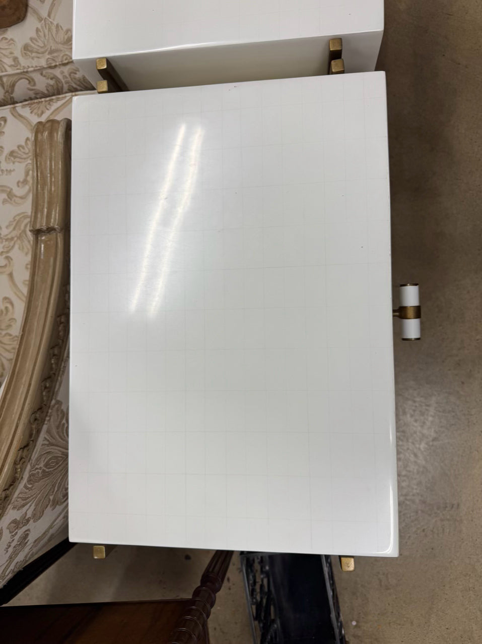 GABBY HOME White & Gold Handles Pair of End Tables