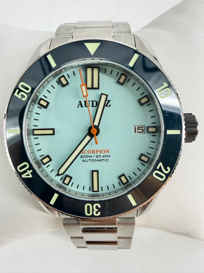 AUDAZ Blue Stainless Steel Sapphire Crystal Automatic Watch w/ Box