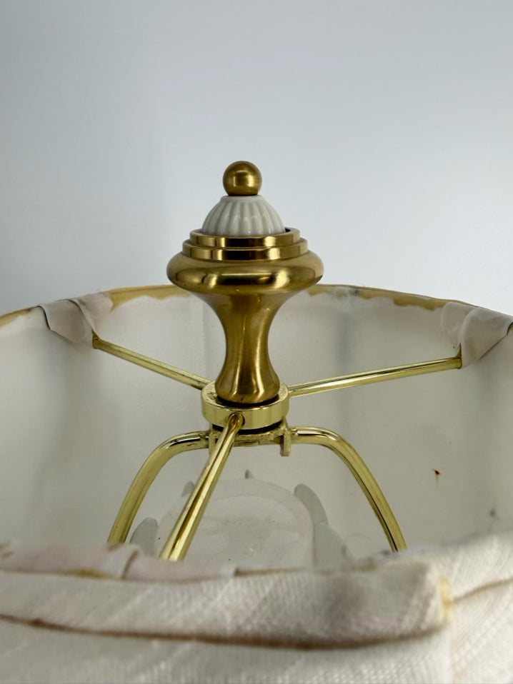LENOX Tracery Ivory Brass & China Table Lamp w/ Shade