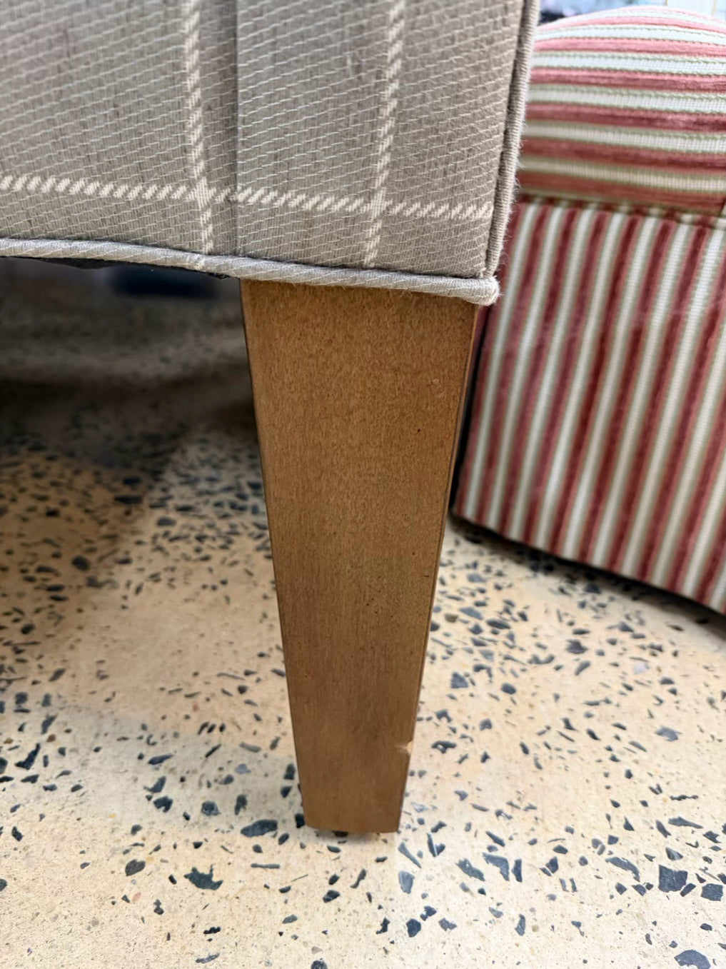 ETHAN ALLEN Tan Check Pair Of Wingback Chairs
