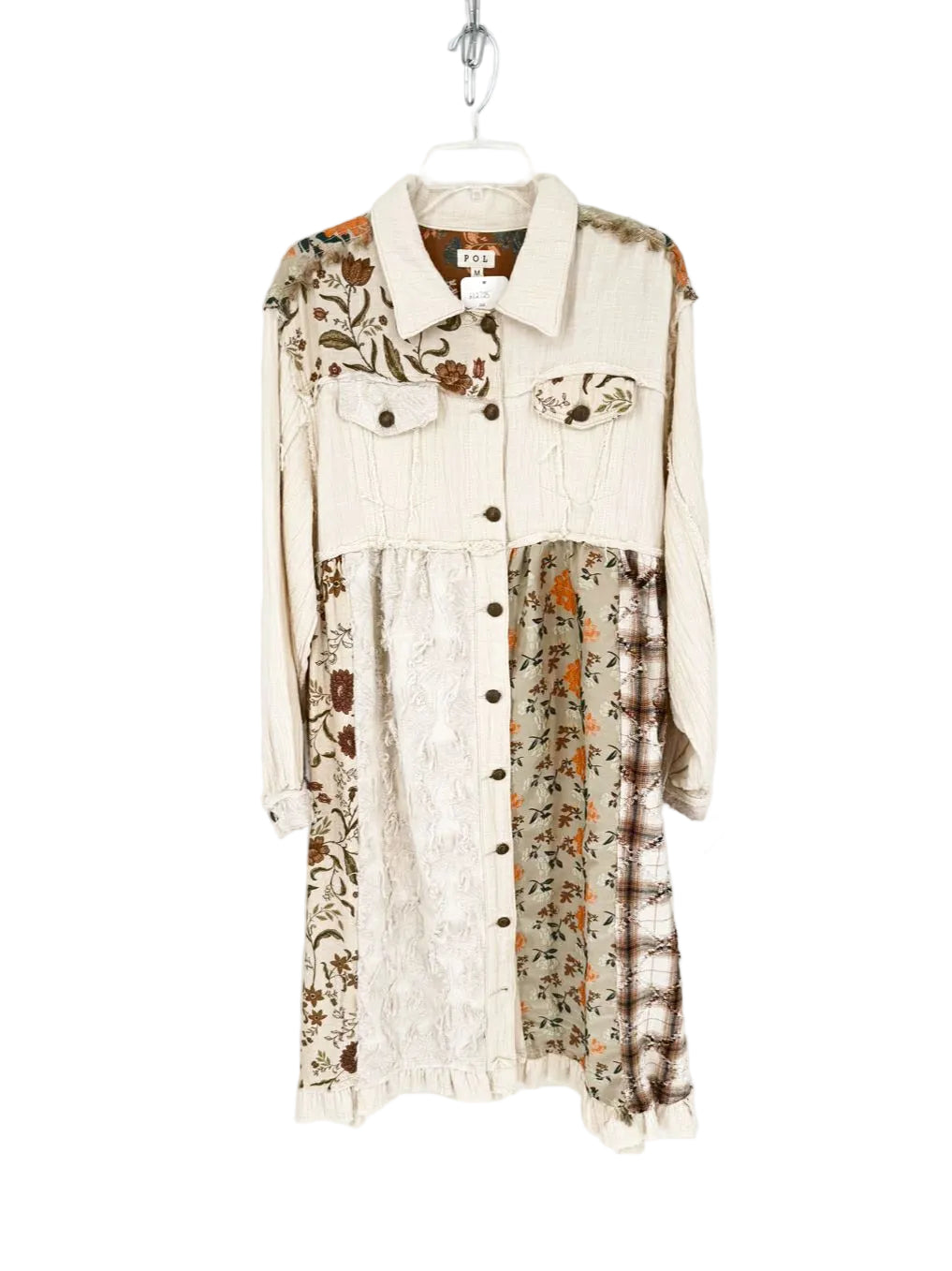 POL Size Wmn's M Beige Cotton Patchwork Duster NWT