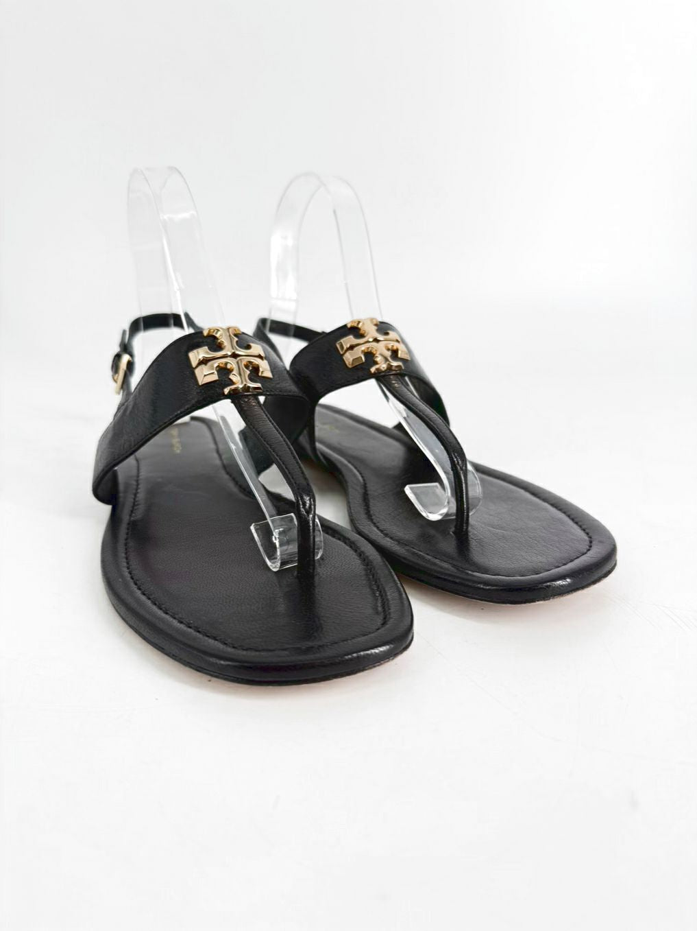 TORY BURCH Size 7 Black Leather Sandals