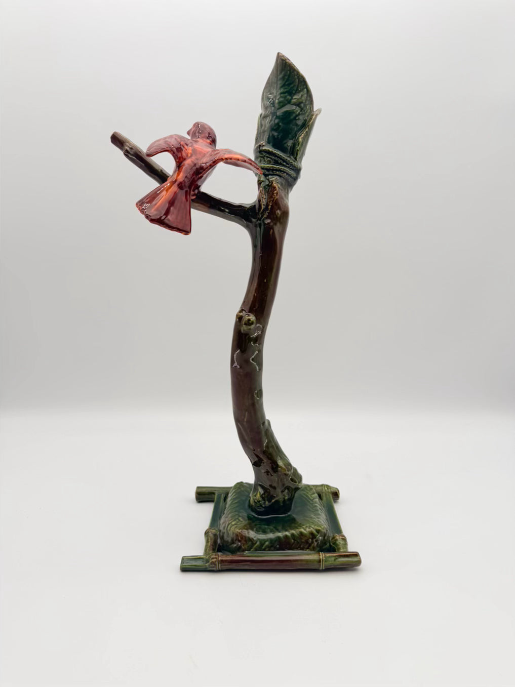 CHANGSTROM Brown, Green & Red Ceramic bird Object