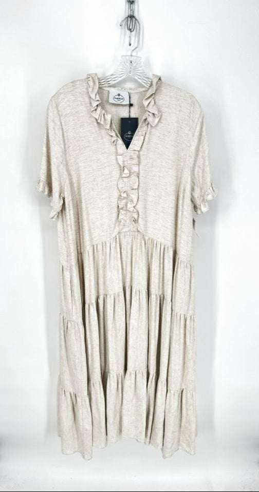 MARIELLE ALMELO Size XL Beige Linen Blend Maxi-Dress