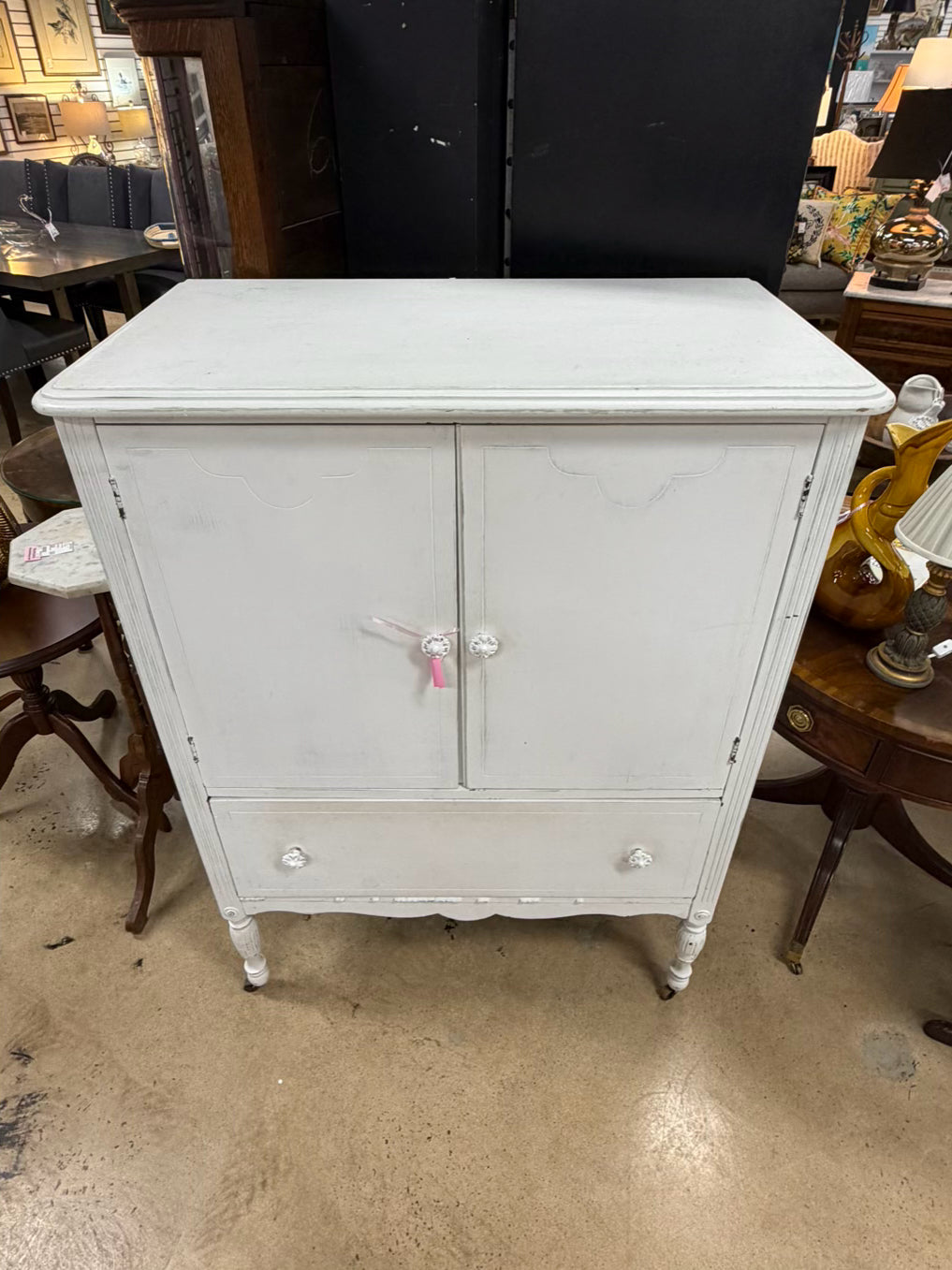 VINTAGE White Wood Shabby Chic Chest