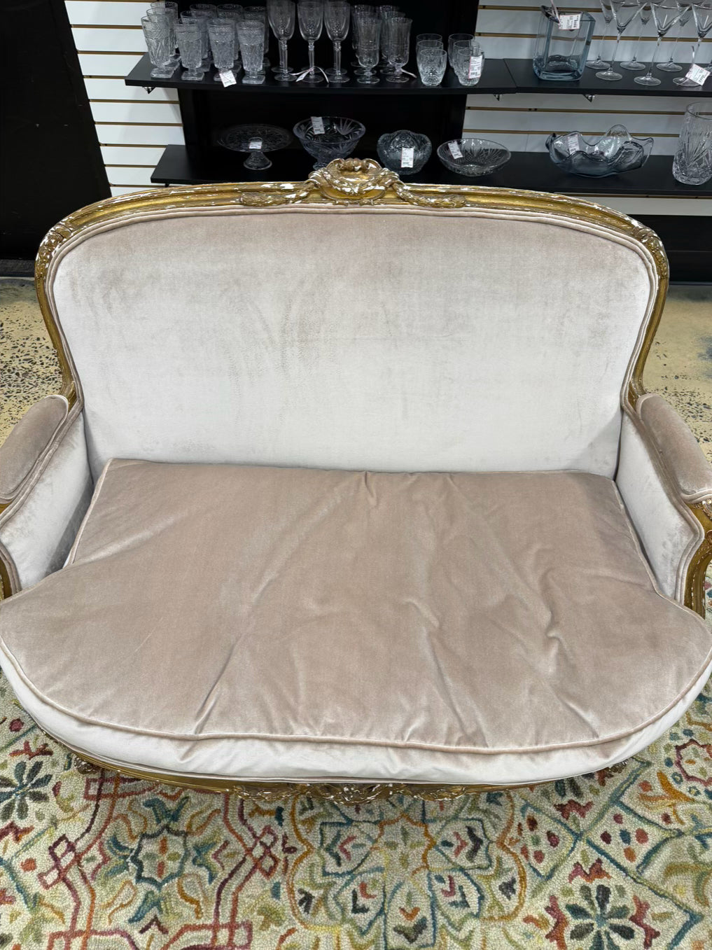 Gold French Louis XV Wood Carved Sofa