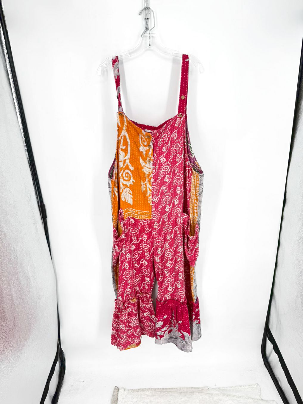 KANTHA BAE Size Wmn's Free Size Magenta/Orange Print Overalls