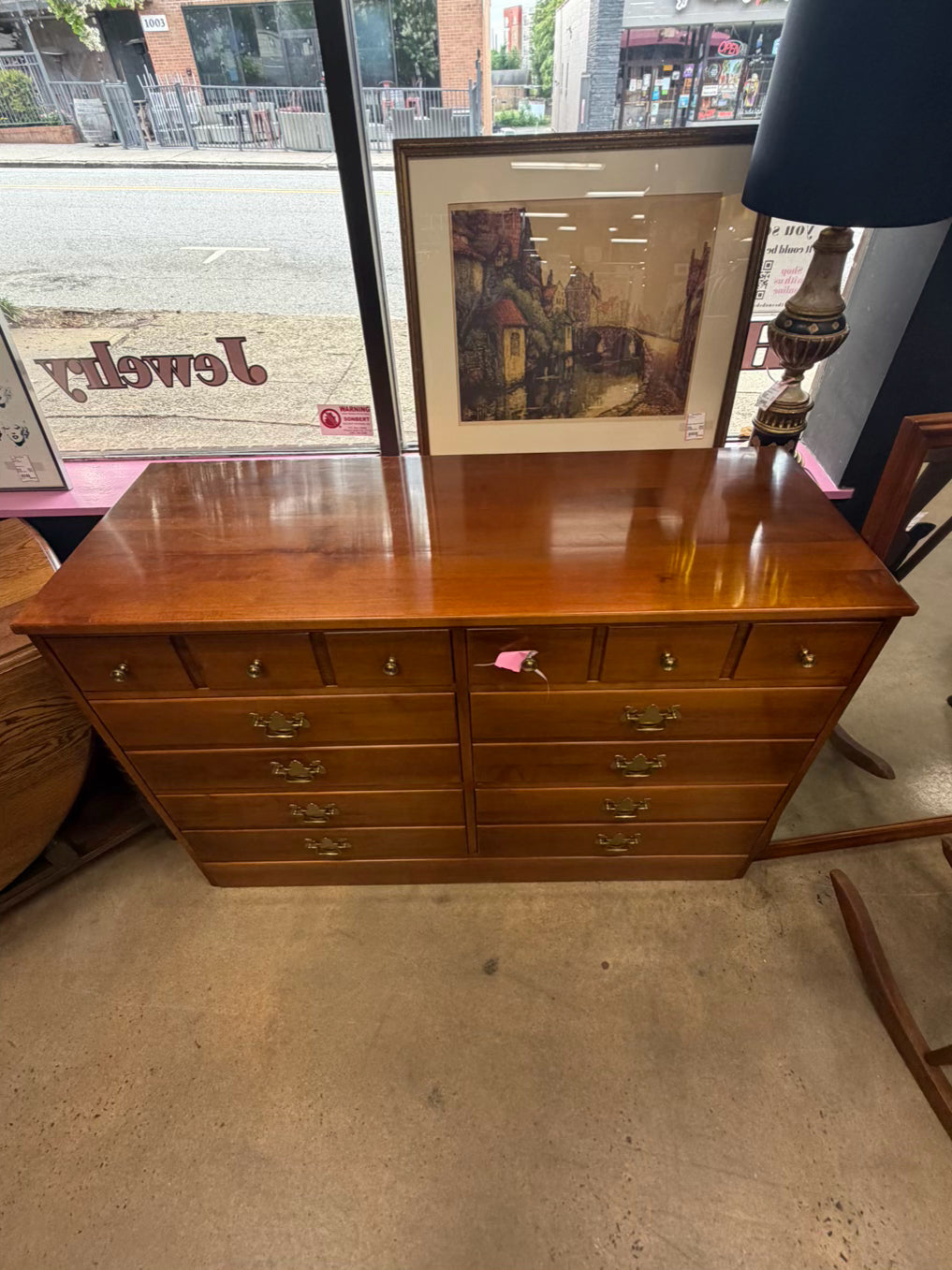 WANAMAKER Light Wood Dresser w/ Wood Mirror