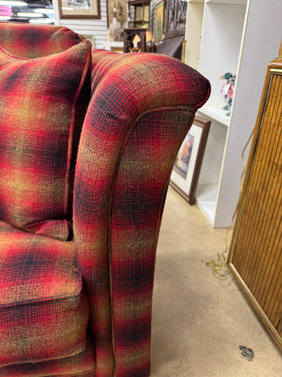 Red, Gold & Black Plaid Love Seat