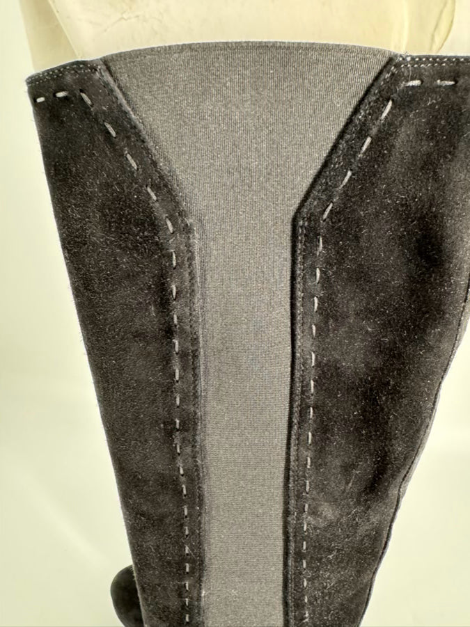 YVES SAINT LAURENT Size 38.5 Black Suede Knee-High Boots