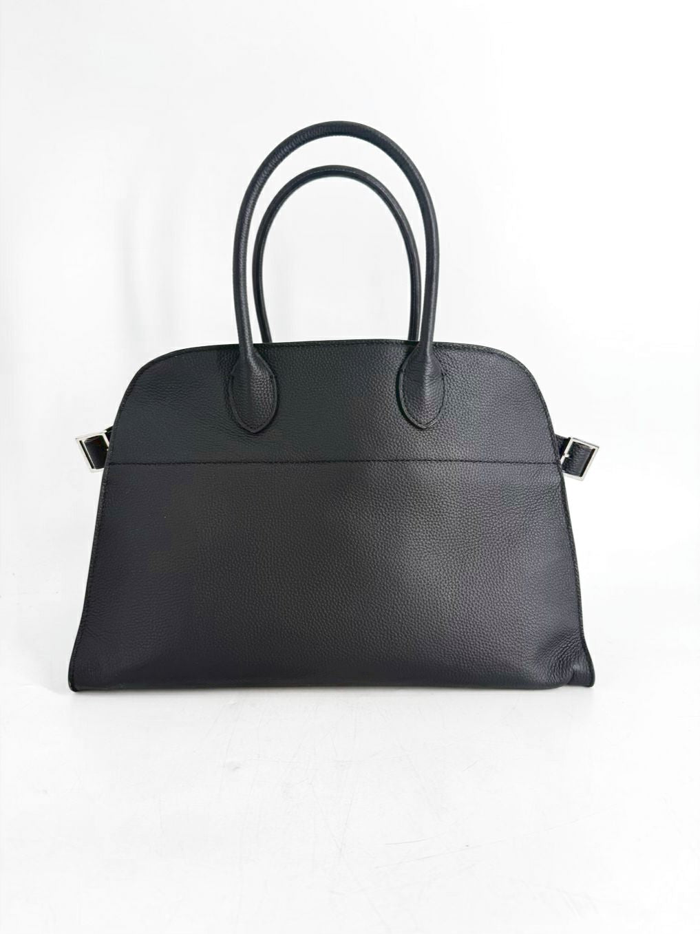 THE ROW Margaux 15 Bag Black Pebbled Leather w/ Silver Hardware