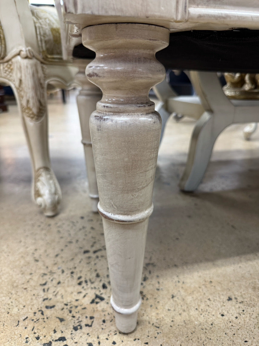 Wood Cream Suede-Like Upholstered Bench