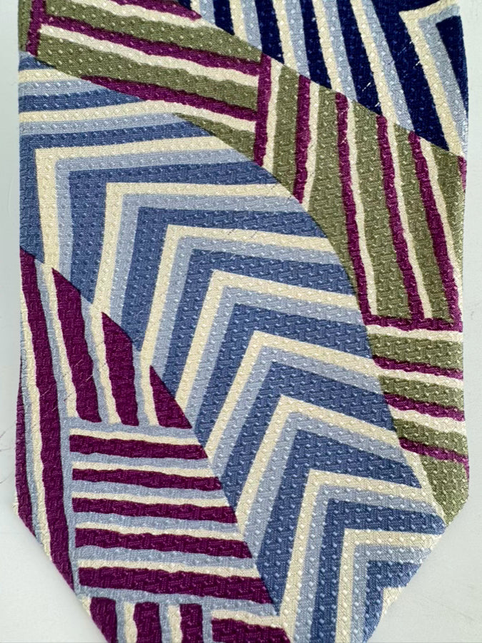 MISSONI Purple, Blue & Green Stripe Silk Tie