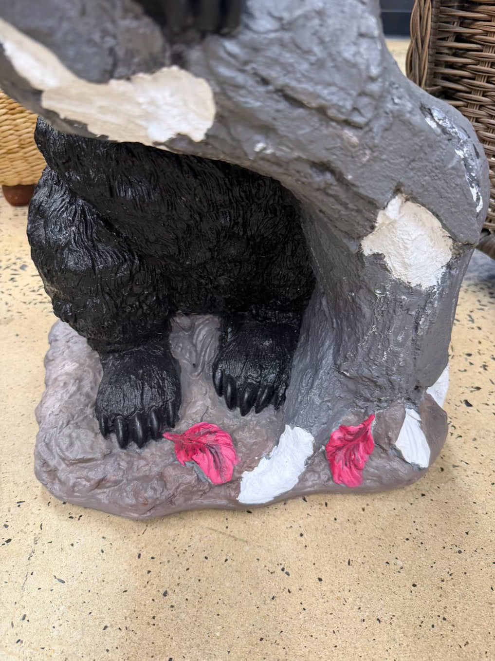 Black Resin & Glass Bear Occasional Table