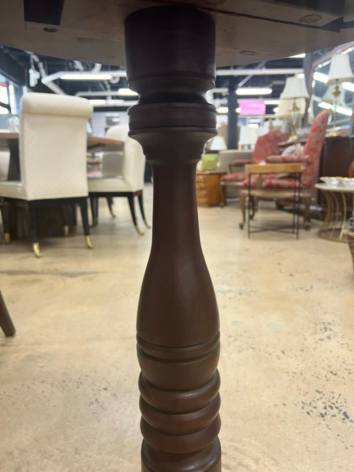 ANTIQUE Wood Round Occasional Table w/ Tripod Legs