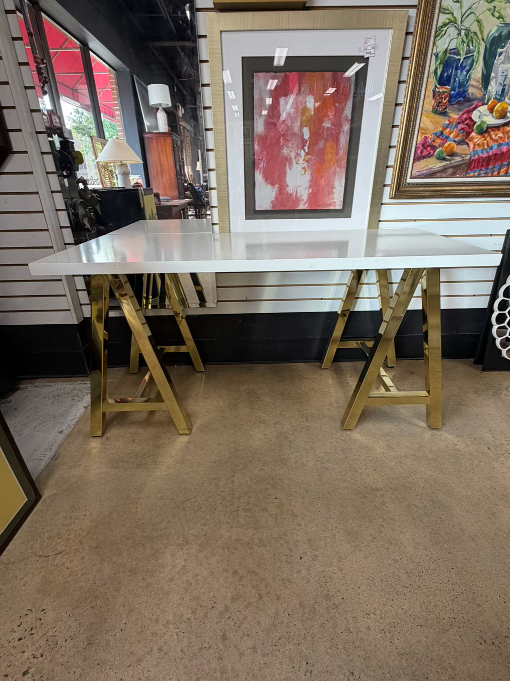 Gold Cross Base Desk w/ White Top