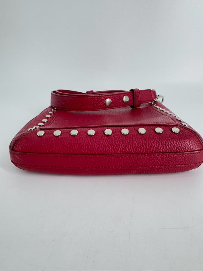 BRIGHTON Red & Silver Leather Crossbody Bag