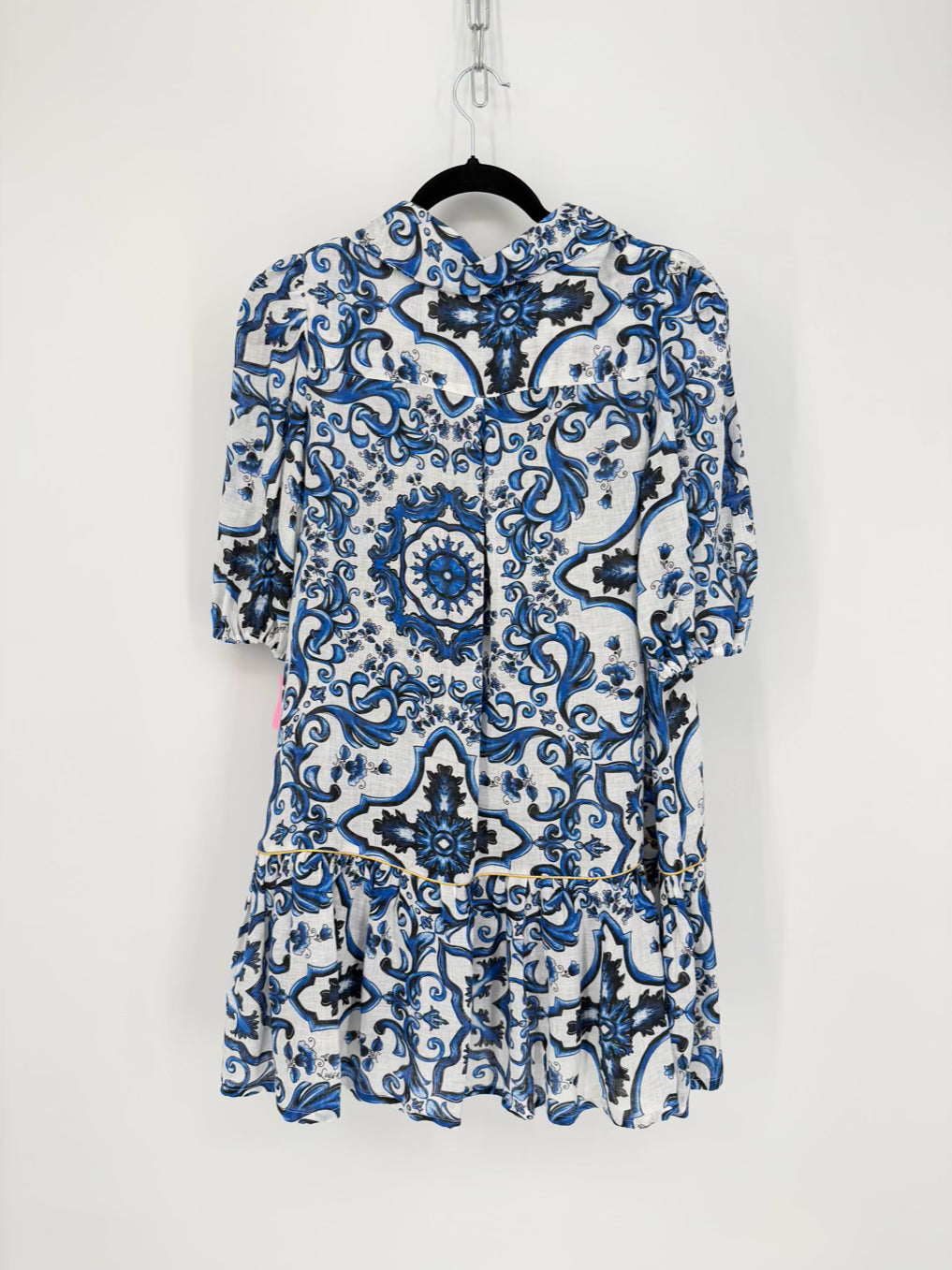 LUISA POSITANO Size M Blue & White Linen Dress w/ Belt