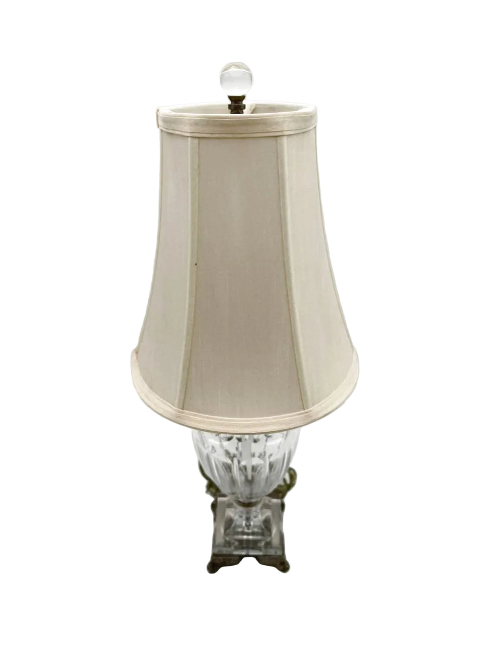 SCHONBEK Crystal Lamp & Shade w/ Silver Plated Feet