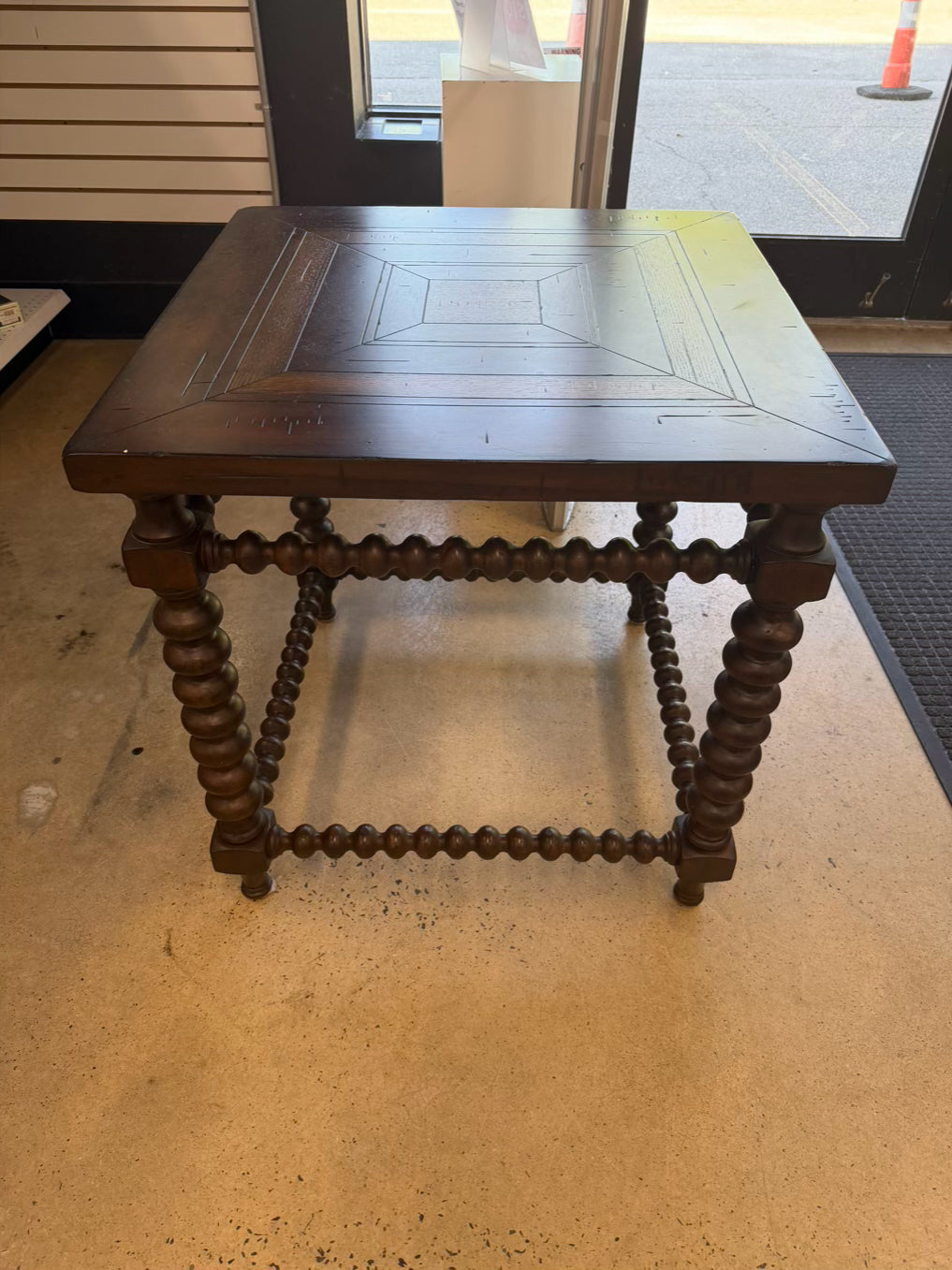 Jacobean Wood Occasional Table w/ Bobbin Style Legs