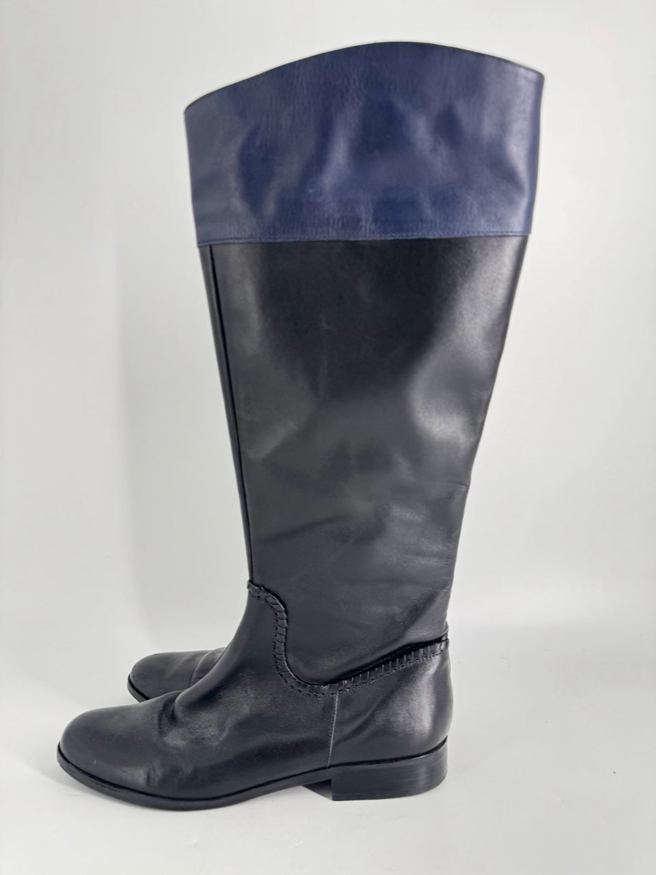 JACK ROGERS Size 8 Black & Navy Leather Boots
