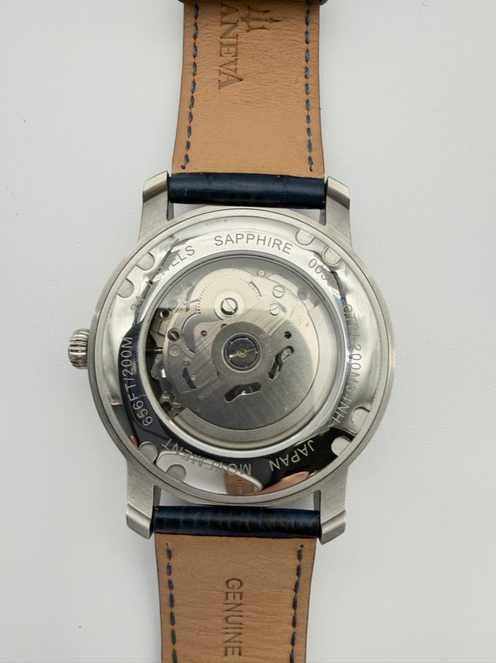 OCEANEVA Navy Leather Automatic Watch