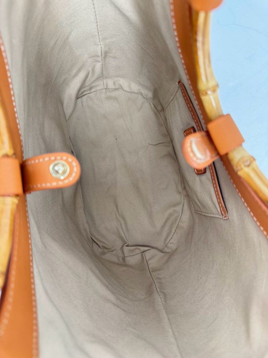 J MCLAUGHLIN Cream & Black Rattan Purse