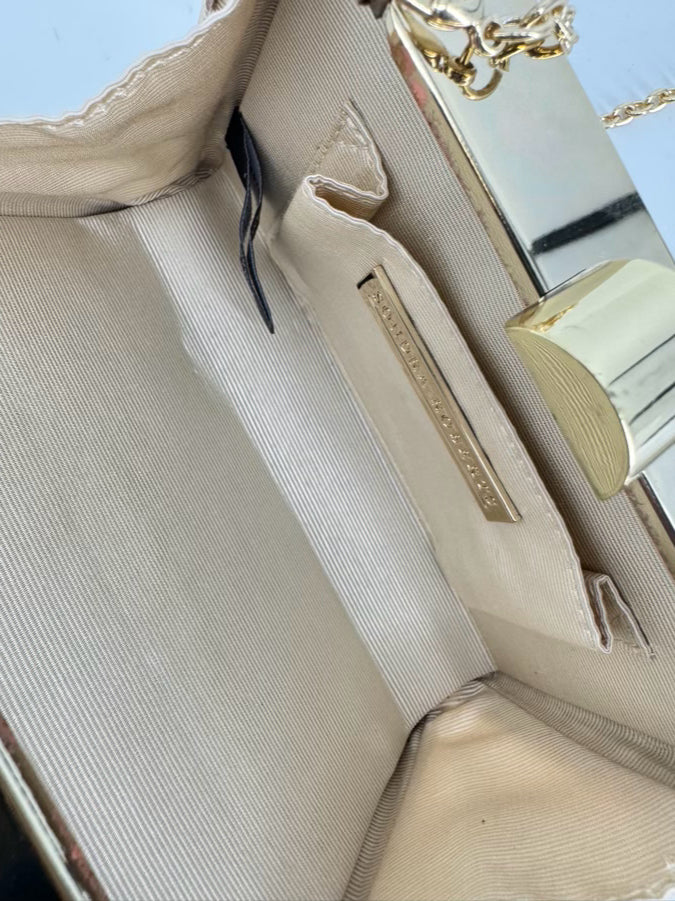 SONDRA ROBERTS Metal Gold Tone Abstract Evening Bag