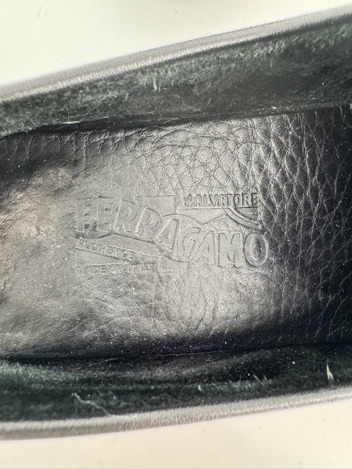 SALVATORE FERRAGAMO Size 9 Black Leather  Horsebit Loafers