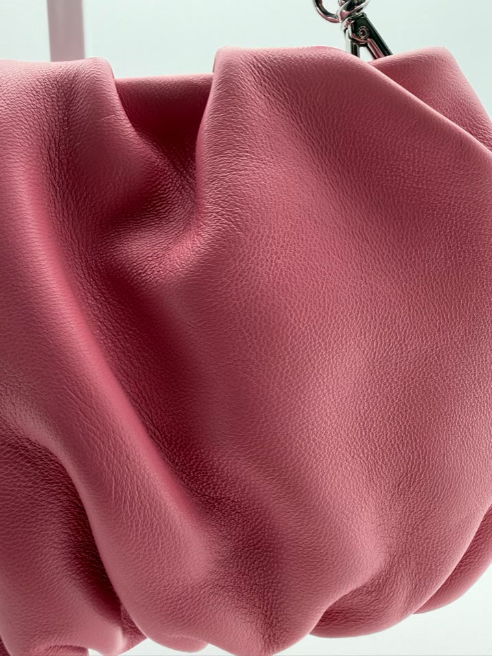 STAUD Pink Leather Evening Bag