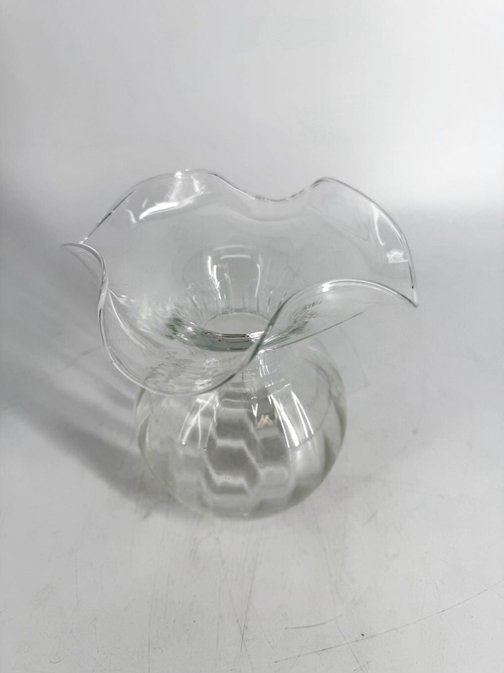 VIETRI Clear Glass Fluted Top Vase