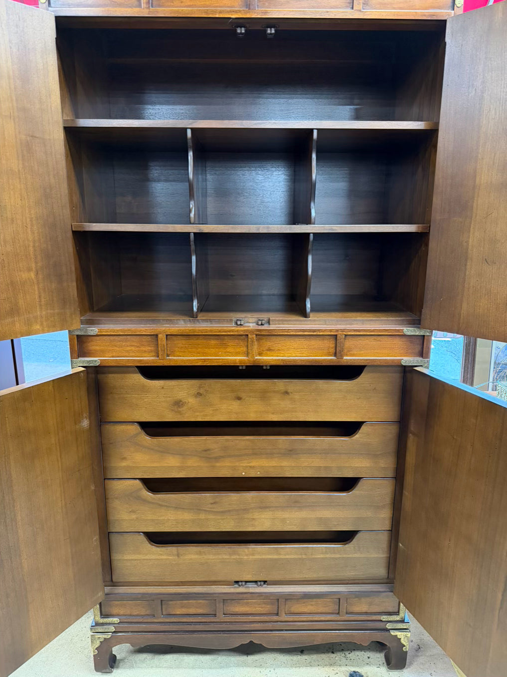 Dark Mahogany Asian Armoire w/ Drawers