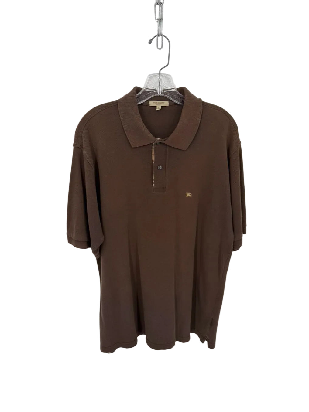 BURBERRY LONDON Nova Check Accent Size Men's L Brown Short Sleeve Shirt