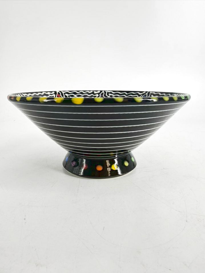 PATRICK DOUGHERTY Picasso Inspired Black & Multi Hand Painted Pottery Bowl