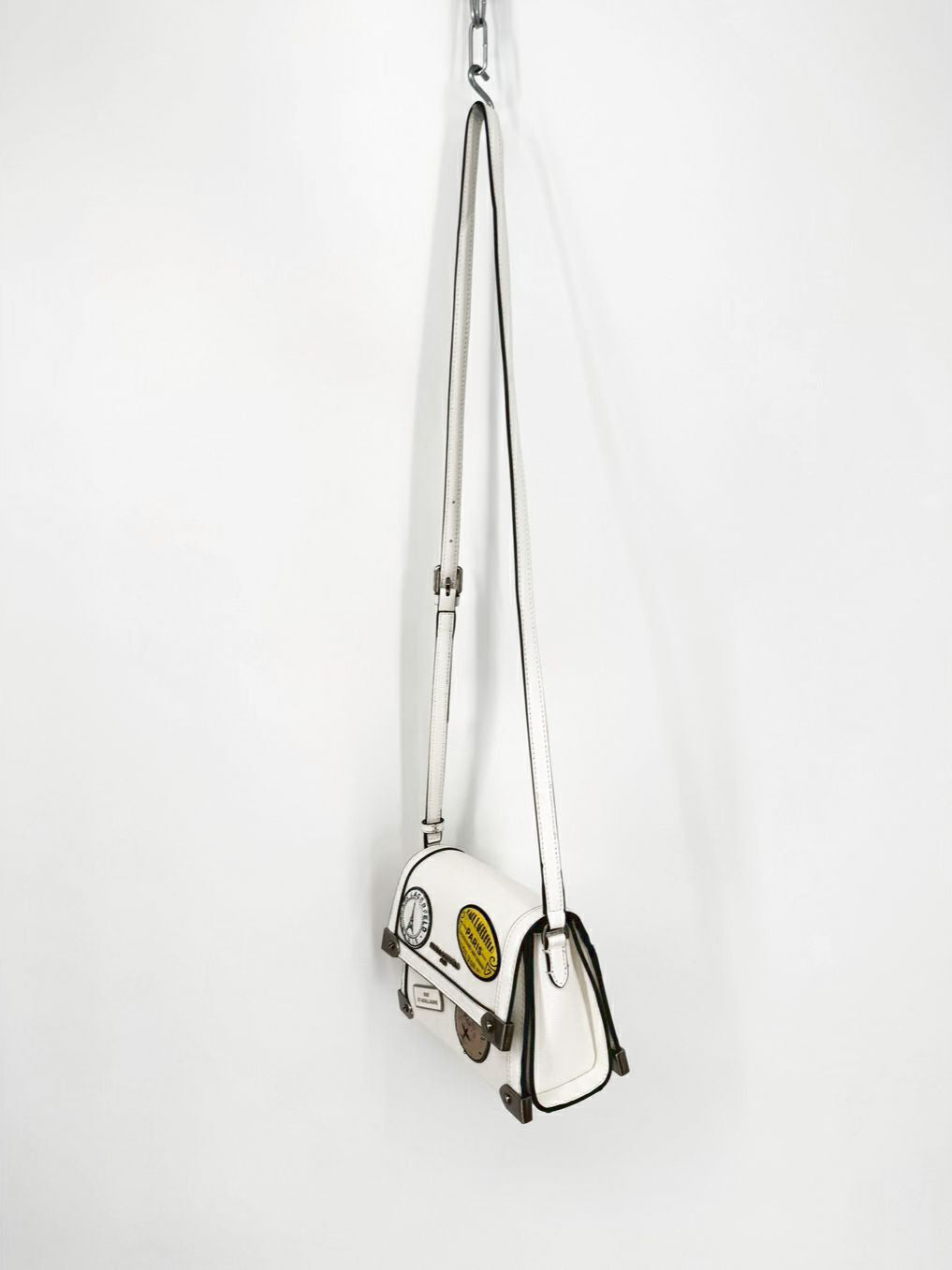 KARL LAGERFELD White Leather Patches Crossbody Bag