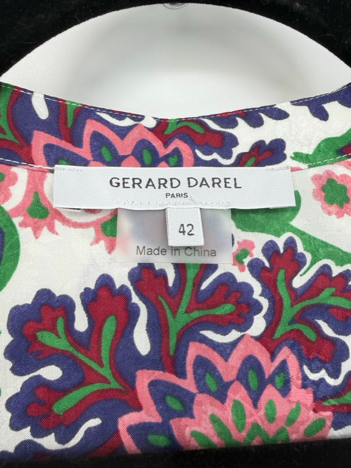 GERARD DAREL Size 42 Violet & Green Print Floral Maxi-Dress